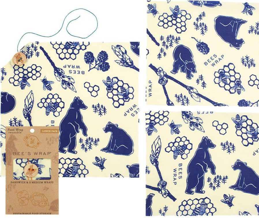 Camping And Hiking * | Bee'S Wrap Lunch Pack Bees And Bears Print None