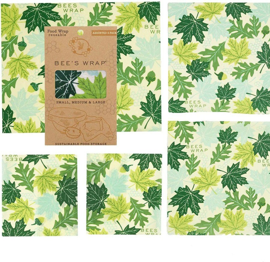 Lifestyle And Gifts * | Bee'S Wrap Forest Floor Print Wraps Set Of 5 Green/Natural