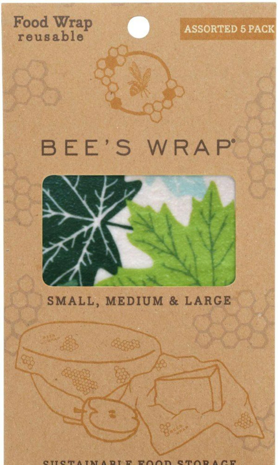 Lifestyle And Gifts * | Bee'S Wrap Forest Floor Print Wraps Set Of 5 Green/Natural