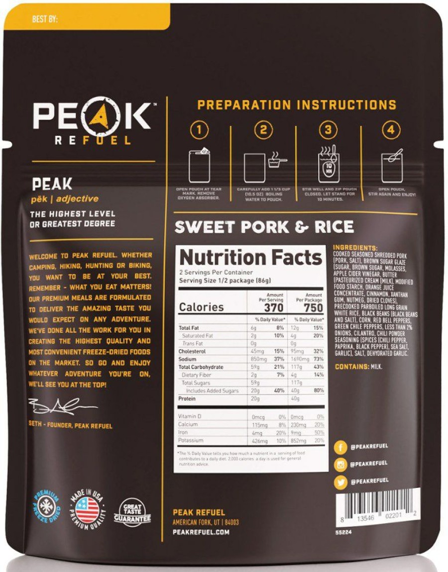 Camping And Hiking * | Peak Refuel Sweet Pork And Rice 2 Servings