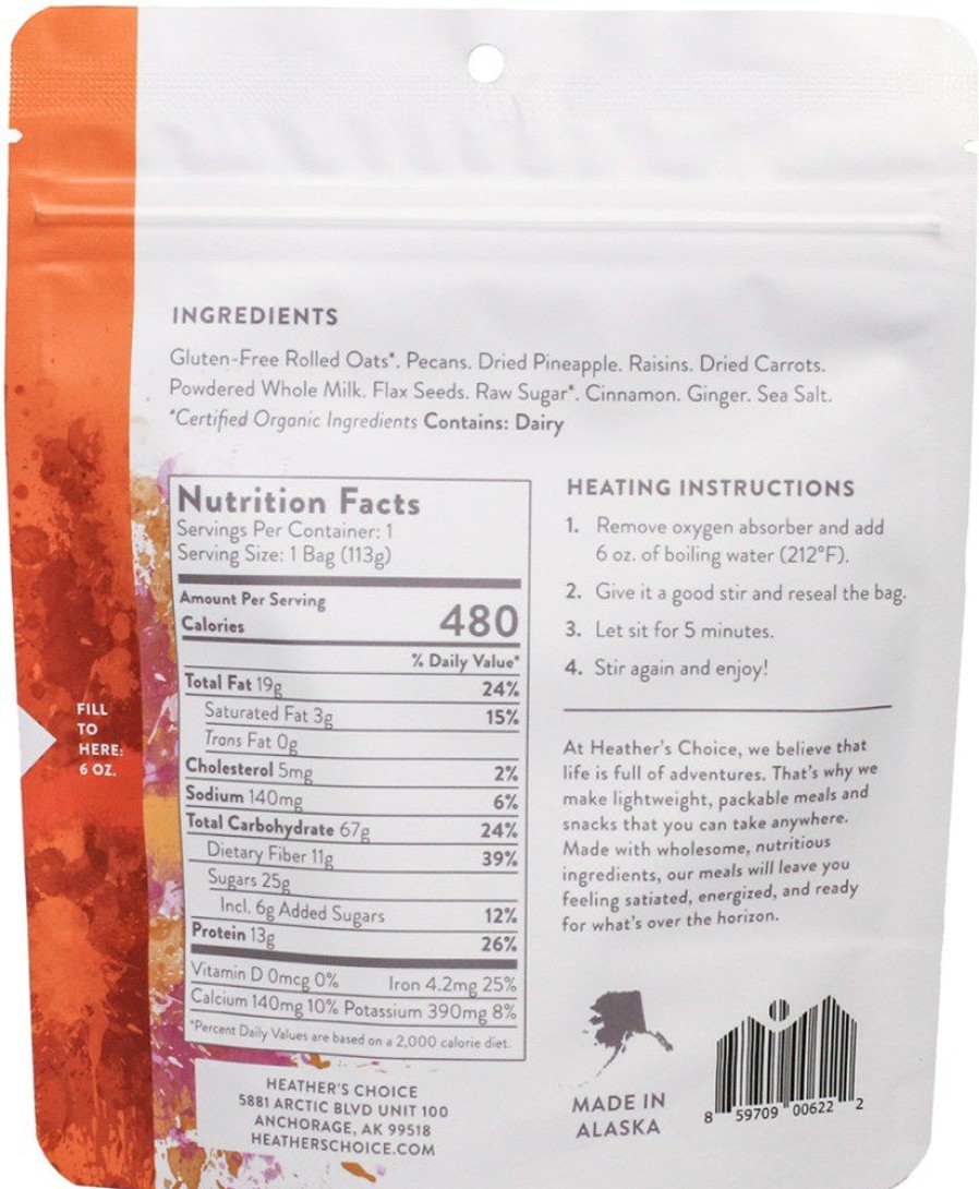 Camping And Hiking * | Heather'S Choice Morning Glory Oatmeal 1 Serving None