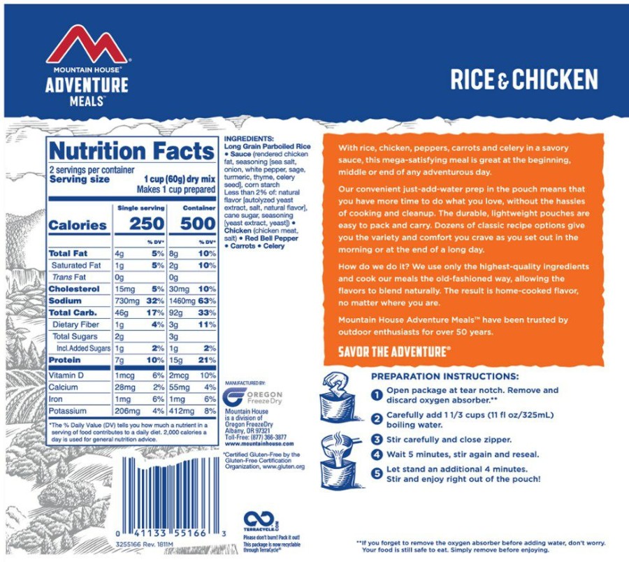 Camping And Hiking * | Mountain House Rice & Chicken 2 Servings