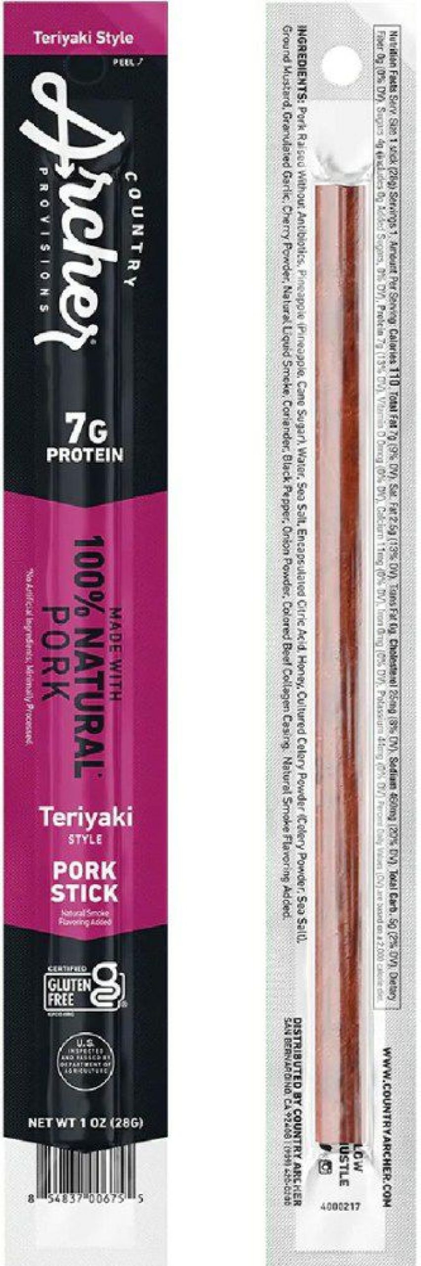 Camping And Hiking * | Country Archer Jerky Co. Stick 1 Oz. Teriyaki Pork