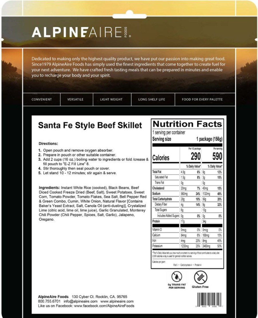 Camping And Hiking * | Alpineaire Foods Santa Fe Style Beef Skillet 1 Serving None