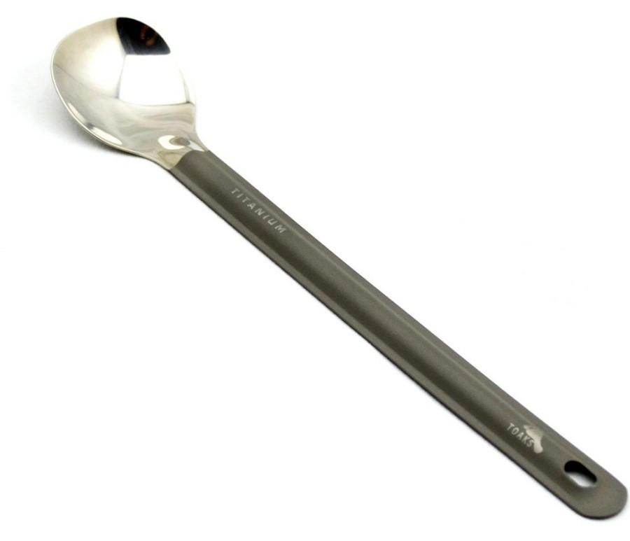 Camping And Hiking * | Toaks Long Handle Spoon With Polished Bowl Titanium