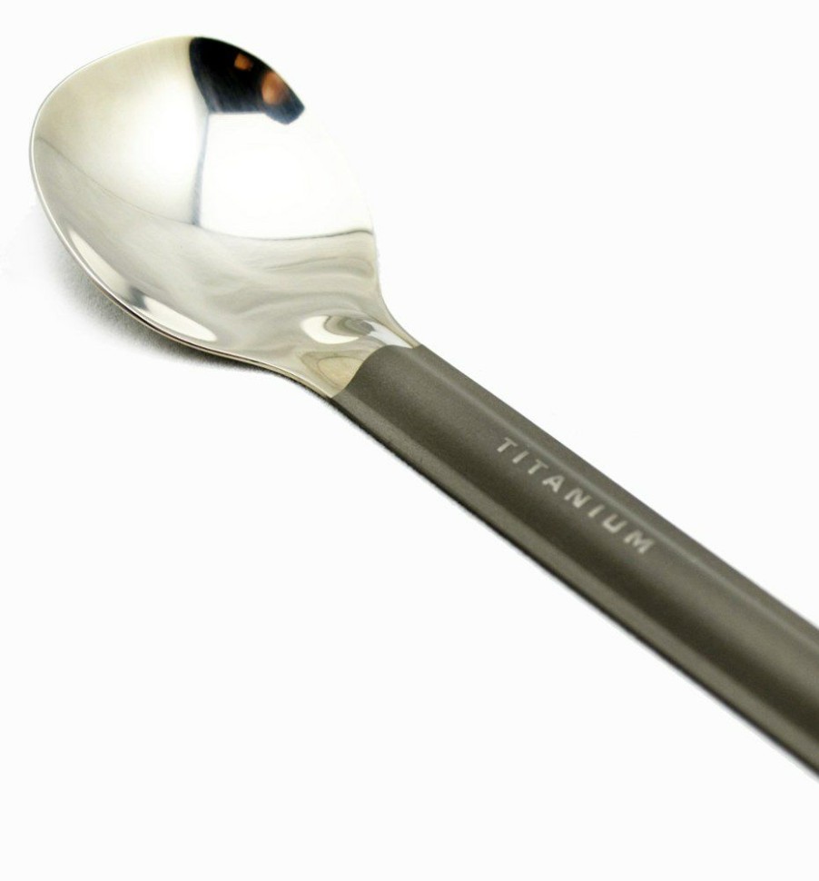 Camping And Hiking * | Toaks Long Handle Spoon With Polished Bowl Titanium