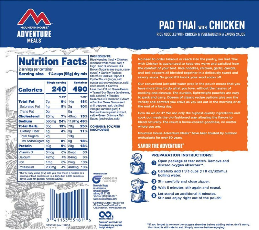 Camping And Hiking * | Mountain House Pad Thai With Chicken 2 Servings