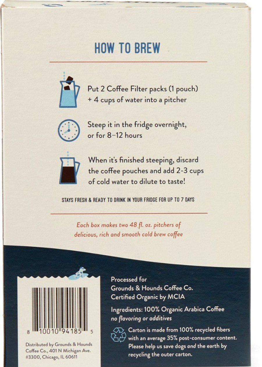 Camping And Hiking * | Grounds & Hounds Coffee Co. Sunny Spot Cold Brew Coffee Pouches Package Of 4 Dark Roast