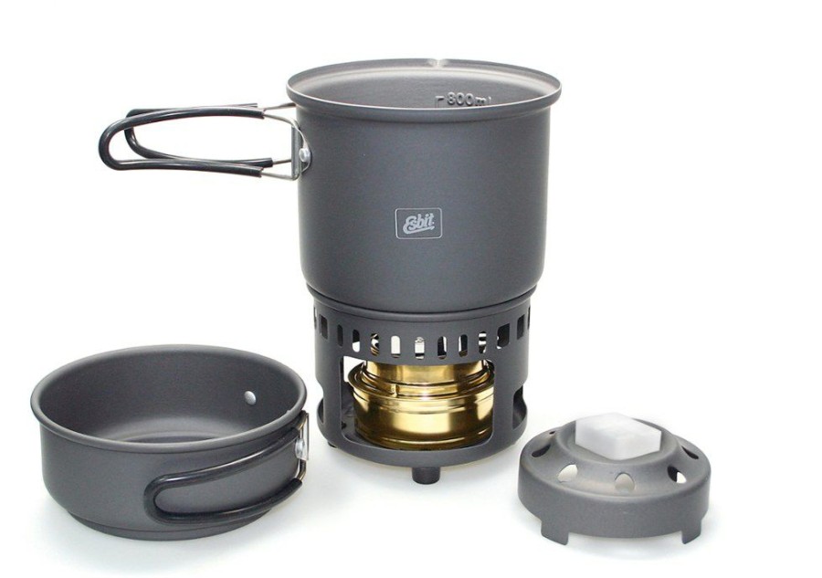 Camping And Hiking * | Esbit Alcohol Stove And Trekking Cookset Gray