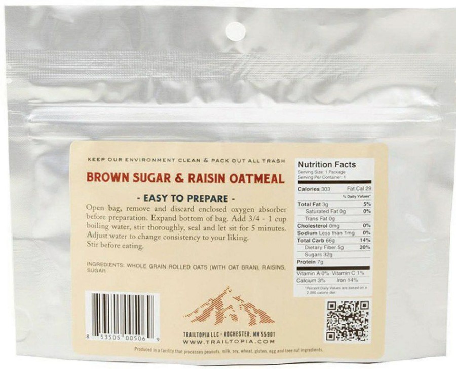 Camping And Hiking * | Trailtopia Brown Sugar And Raisin Oatmeal 1 Serving None