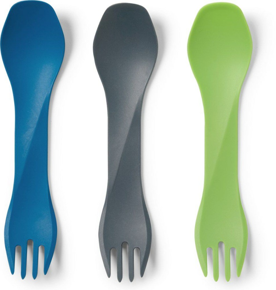 Camping And Hiking * | Humangear Gobites Uno Mini Spork Package Of 3 Gray/Blue/Green