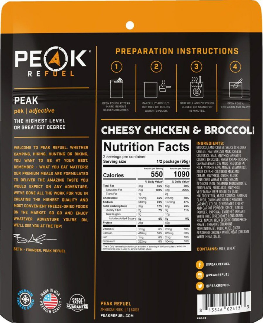 Camping And Hiking * | Peak Refuel Cheesy Chicken Broccoli 2 Servings None