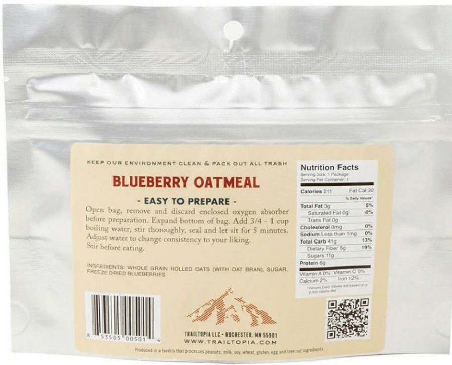 Camping And Hiking * | Trailtopia Blueberry Oatmeal 1 Serving None